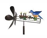 Blue Handworks Bluebird Mama & Baby Whirligig Wind-Powered Kinetic Sculpture For Garden