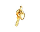 14k Yellow Gold Key Puffy Heart Love Romantic Pendant