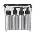 Oggi Aluminum Personal Travel Toiletry Set with 4 Bottles 3oz and Plastic Carrying Bag -Meets TSA Carry-On Standards