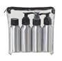 Oggi Aluminum Personal Travel Toiletry Set with 4 Bottles 3oz and Plastic Carrying Bag -Meets TSA Carry-On Standards