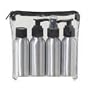 Oggi Aluminum Personal Travel Toiletry Set with 4 Bottles 3oz and Plastic Carrying Bag -Meets TSA Carry-On Standards