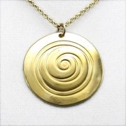 Spiral Gold Dipped Pendant Necklace on Rolo Chain