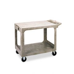 Rubbermaid Flat Shelf Utility Cart, Two Shelves, 400lb Capacity, 26w x 44d x 33-1/3h, Beige