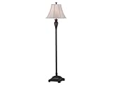 IMAGE OF Kenroy Home Brevard 61 Inch Floor Lamp In Dark Burgundy Finish With a Cream Textured Bell Shade