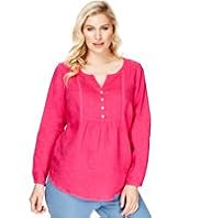 Plus Pure Linen Lace Trim Shirt
