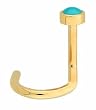 Genuine turquoise nose screw in 14 karat NICKEL FREE yellow gold