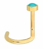 Genuine turquoise nose screw in 14 karat NICKEL FREE yellow gold