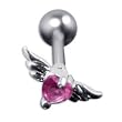 316 Surgical Stainless Steel Barbell with Pink CZ Sold as a Pair