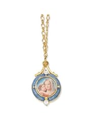Gold-tone Madonna and Child Necklace - 18 Inch - JewelryWeb
