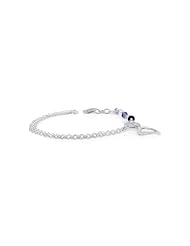 Sterling Silver 925 Double Strand & Multi Color Austria Crystal-Heart Charm Bracelet