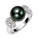 14k Gold, Black Tahitian Pearl Diamond Ring