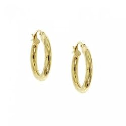 Plain Gold Hoop Earrings in Solid Yellow Gold Finely Polished