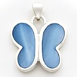 Sterling Silver Blue Shell Butterfly Pendant