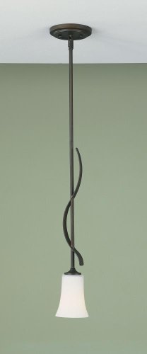 Murray Feiss P1074ORB Boulevard Collection 1-Light Mini-Pendant, Oil Rubbed Bronze Finish with White Opal Glass Shade