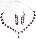 Online Jewellery Earring & Necklace Sets Sterling Silver & Black Onyx Gemstones (gnklcs296)