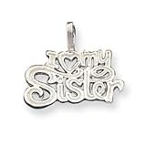 Sterling Silver I Heart My Sister Pendant