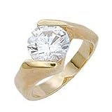 Women's Solitaire Clear CubicZirconia Gold Tone Ring, Size: 5-10