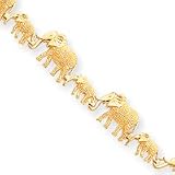14k 8 Inch D-Cut Etched Medium Marching Elephants Bracelet