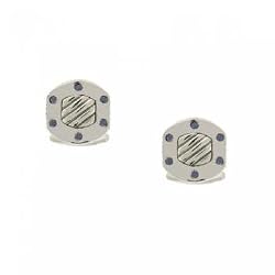 Men's Sapphire Cuff Links in Finely Polished Sterling Silver