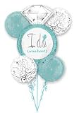 Robin's Egg Blue I DO Wedding Ring 5 Balloon Bouquet Kit w/Ribbons - Bridal Shower