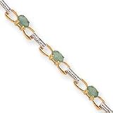 14k Fancy Diamond Emerald Bracelet - 7 Inch - Lobster Claw