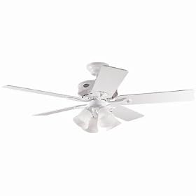 Hunter HR21543 52-Inch White Ceiling Fan with Light