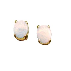 14K 1.30 CTW Oval Opal Stud Earrings