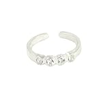Toe Ring - Sterling Silver 4 Diamond-like Stones Adjustable Toe Ring