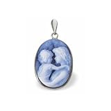 14kt Gold Frame Agate Cameo Mother Holding Child Pendant - 3/4 x 1/2