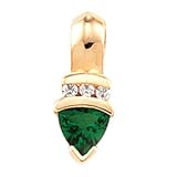 14K Yellow Gold Emerald and Diamond Pendant