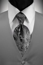 Silver Solid Satin Vest with Coordinating Tapestry Tie