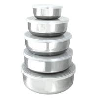 5-Piece Stainless Steel Kitchen Bowl Set with Tight-Fit Lids