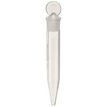 Kimble Kimax 45201-10 Glass Conical Bottom 10mL Heavy-Duty Graduated Centrifuge Tube with Ground Glass Bore Stopper, To Contain, Clear, Case of 6