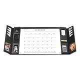 At-A-Glance SKLH01-00 Executive Leather Monthly Desk Blotter W/Side Panels, 30X17-1/2, Black