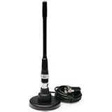 Solarcon A-108PM 8 Tunable CB Antenna Whip w/Magnet Mount & Cable - 50 Watt Black Coated Whip (1 Each)