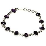 Womens Sterling Silver Jewellery Amethyst Link Bracelet 6.75"