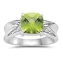0.01 Cts Diamond & 2.04 Cts Peridot Ring in 10K White Gold-9.5