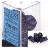 Polyhedral 7-Die Scarab Dice Set - Royal Blue with Gold