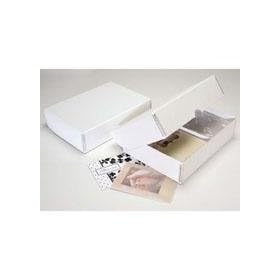 Lineco Clamshell Folio Storage Box, 9.5 x 12.5 x 3 Prints, Metal Edge Archival Boxboard, Removable Lid, Color: Ostrich White.