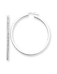 Ann Harrington Jewelry 14k White Gold 1 Ct Tw Diamond In & Out 2 mm X 40 mm Round Hoop Earrings