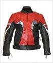 Item Code - MJ811Red : Red Motorcycle Racing Leather Jacket