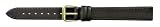 Apollo 18mm extra long black leather watch strap with a stitched edge and a nubuck lining