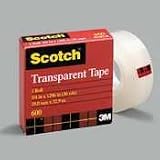 Scotch Transparent 600 Office Tape, refill roll, 1-1/2 x 2592 3 core MMM600112X72