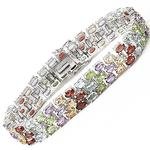 24ctw Multi Color Gemstone and Sterling Bracelet
