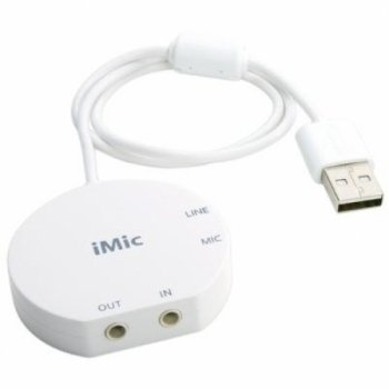 Griffin iMic - Sound card - stereo - USBThe original USB audio adapter! iMic lets Mac and PC users add stereo input and output to USB computers even if they lack audio-in or audio-out ports.iMic allows you to connect microphones and other input devices to your iBook, PowerBook, PowerMac or other Mac or PC systems. iMic shines as the essential tool for converting your vinyl LP and tape collection into MP3s and CDs.
