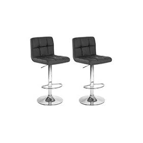 2 Modern Adjustable Leather Swivel Pub Style Bar Stools Barstools Black by Generic