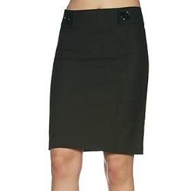 Buy Above the Knee Stretch Pencil Skirt with Button Detail (Choose Black or White) New ! by Sakas Skirts