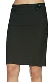 Above the Knee Stretch Pencil Skirt with Button Detail (Choose Black or White)