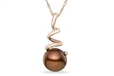14K Pink Gold Cultured Chocolate Freshwater Pearl Pendant w/Chain