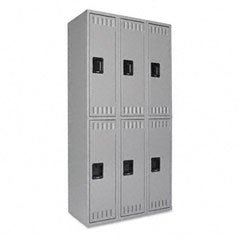 Tennsco Double Tier Locker Six-Locker Unit 36 x 18 x 72 Medium Gray